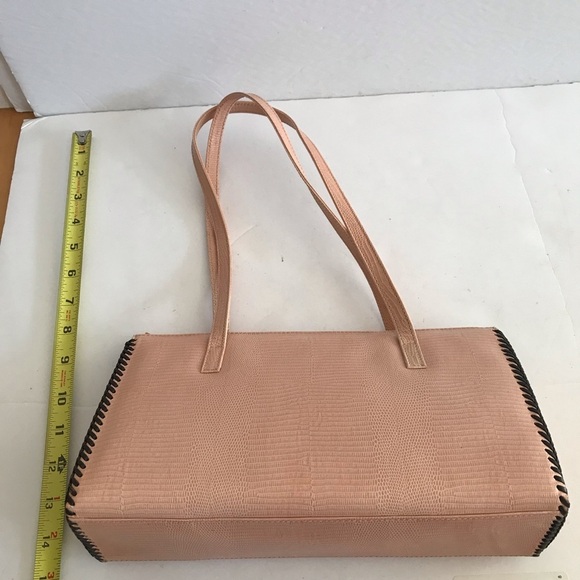 New Saks Fifth Avenue Genuine Leather Handbag Shoulder bag Textured Italy Pink - Picture 6 of 8